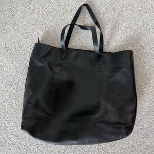 Madewell Black Leather Tote Bag